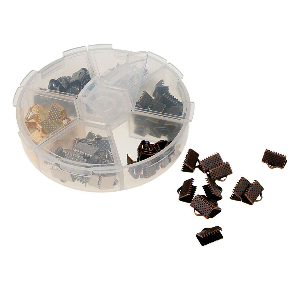 120pcs Metal Crimp End Beads Fold Cover Closures Cable Ends Clips