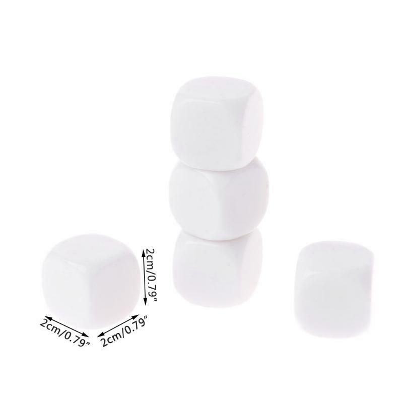 5pcs 20mm White Blank Acrylic Dice Kid DIY Write Painting Graffiti Family Games