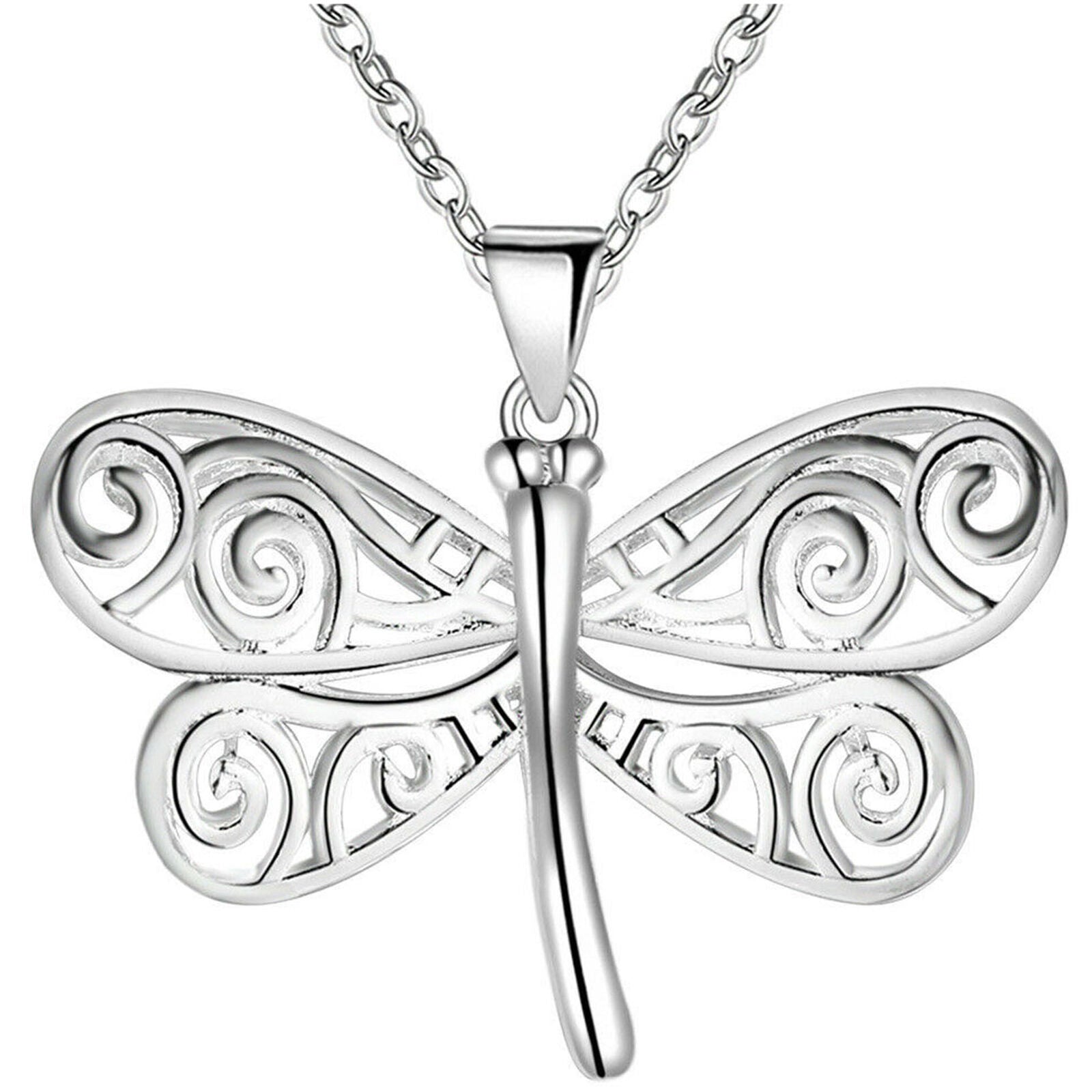 Cute Dragonfly Pendant Necklace Women 925 Jewelry Fashion Gift