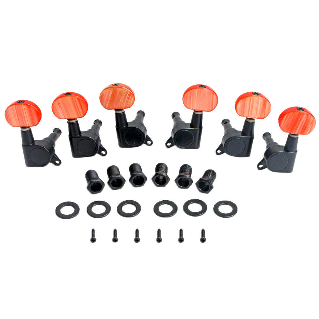 6 Pieces 3L3R Acoustic Guitar Tuning Pegs Keys Tuners with Red Buttons
