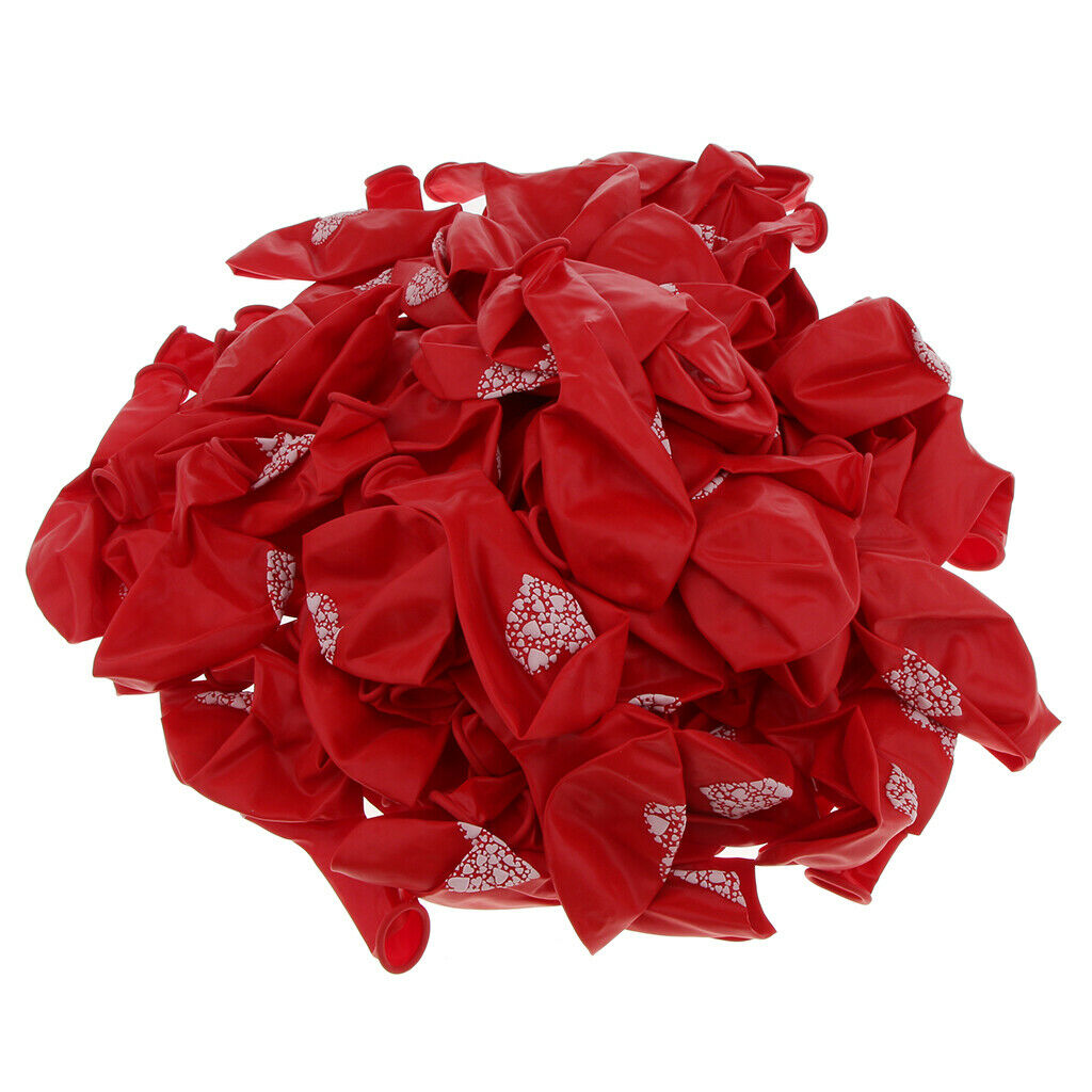 100 Pieces Hearts Printed Latex Balloon Wedding Engagement Party Decor Red