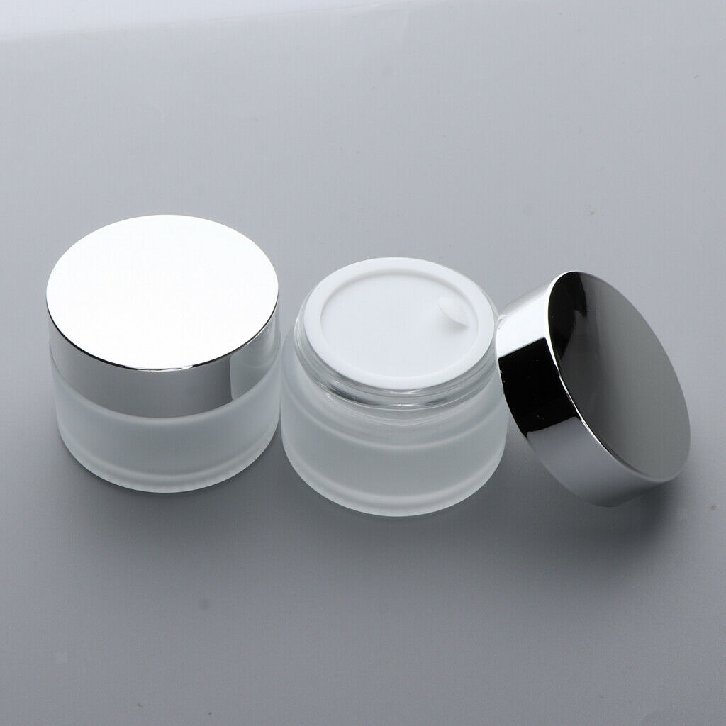 2 Pieces Empty Make Up Jar Sample Can Frosted Translucent Glass Container - 30g