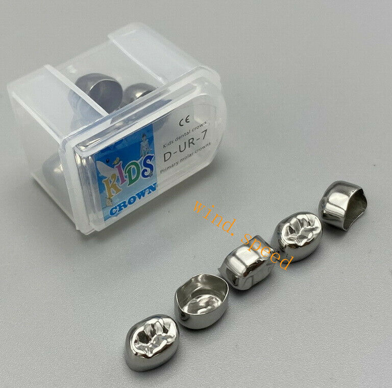 5Pcs Dental Kids Primary Molar Crowns UR-D7 Stainless Steel Preformed Pediatric