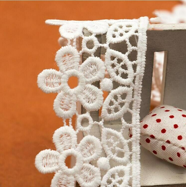 3 Yards Flower Embroidery Lace Trims Decoration Wedding dress Sewing Accesories