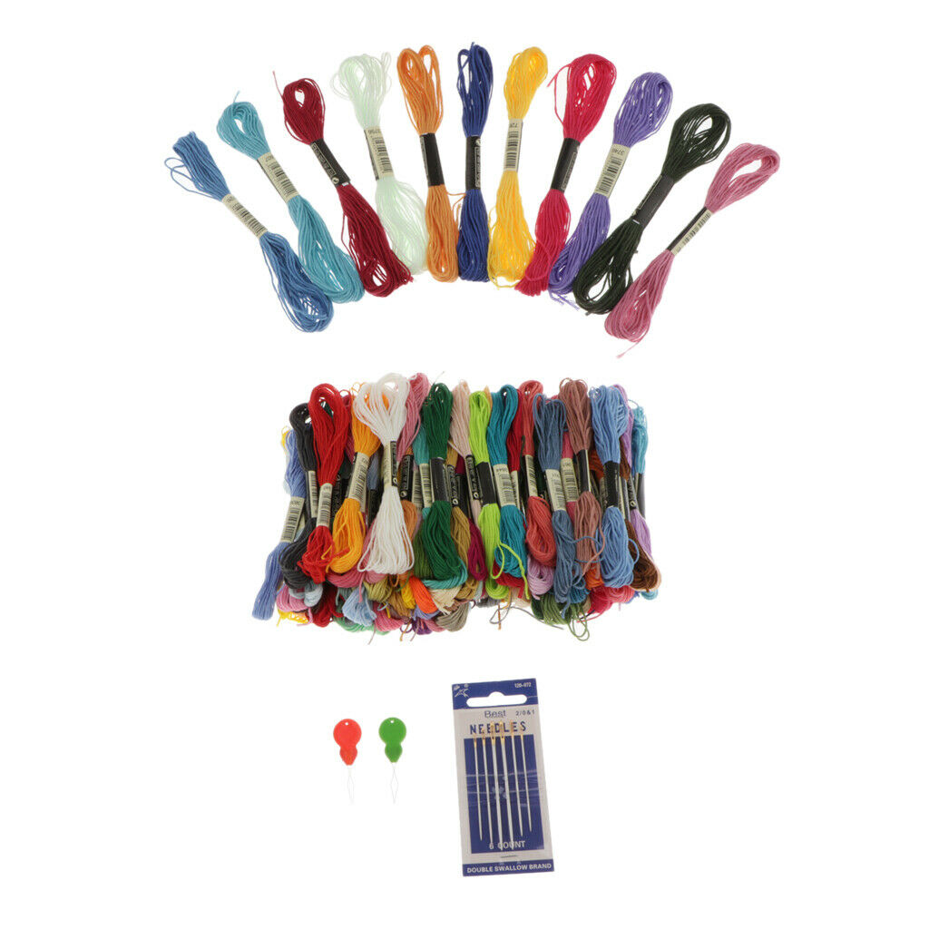 100 Colors Embroider Skein Floss with Sewing Tools Threader for DIY Crafts