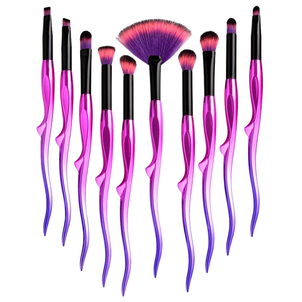 10 Pieces Kabuki Cosmetic Set Powder Foundation Eyeshadow Lip Makeup Brushes