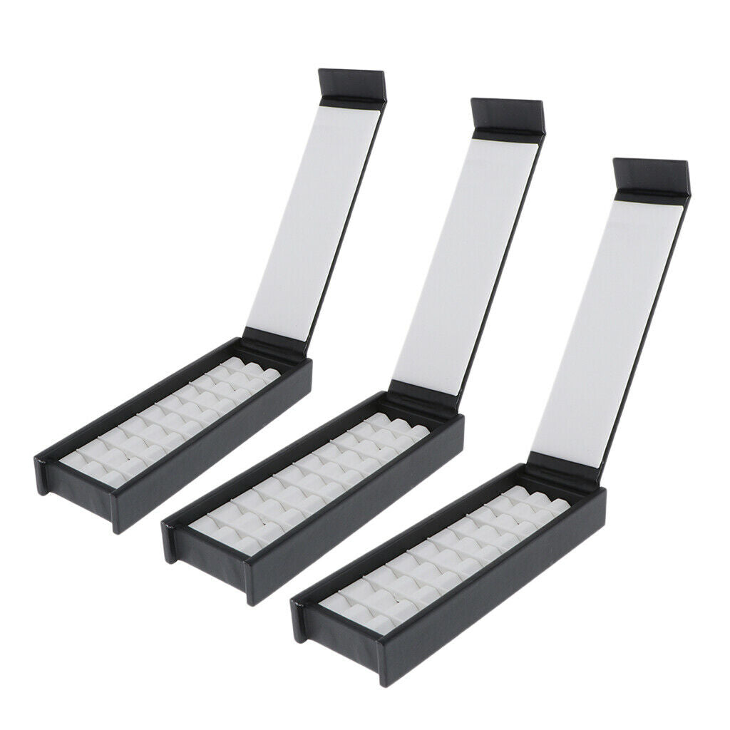 Set of 3 Magnet Diamond Display Tray Gem Box Jewelry Holder Organizer Black