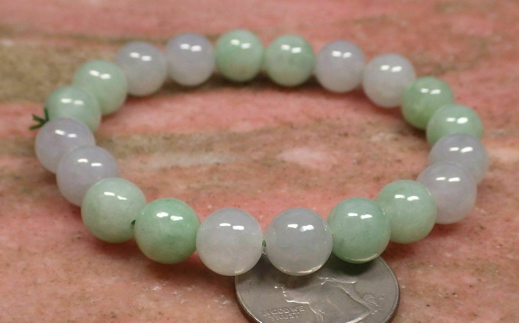 Certified Icy White Green A JADE Jadeite Bead Beads Bangle Bracelet æ‰‹è¿ž