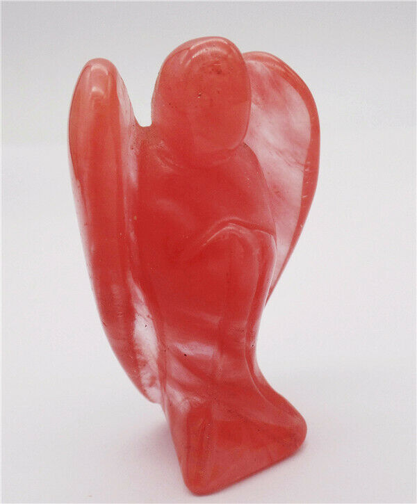 50x30x19mm Red Cherry Quartz Carved Angel Statue Reiki Healing Decoration HH8101