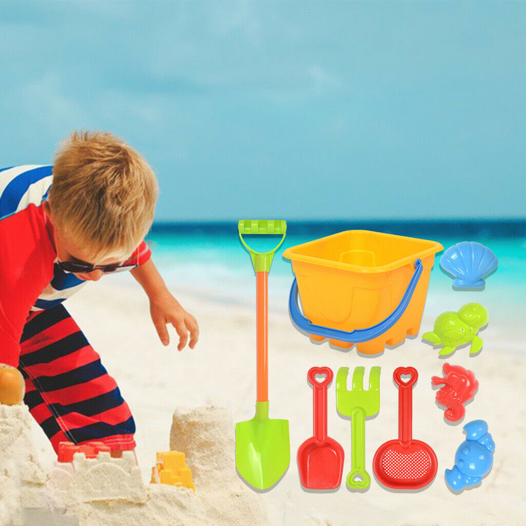 Kids Summer Sand Beach Game Toys Outside Sandpit Tool Water Game 9pcs Bucket
