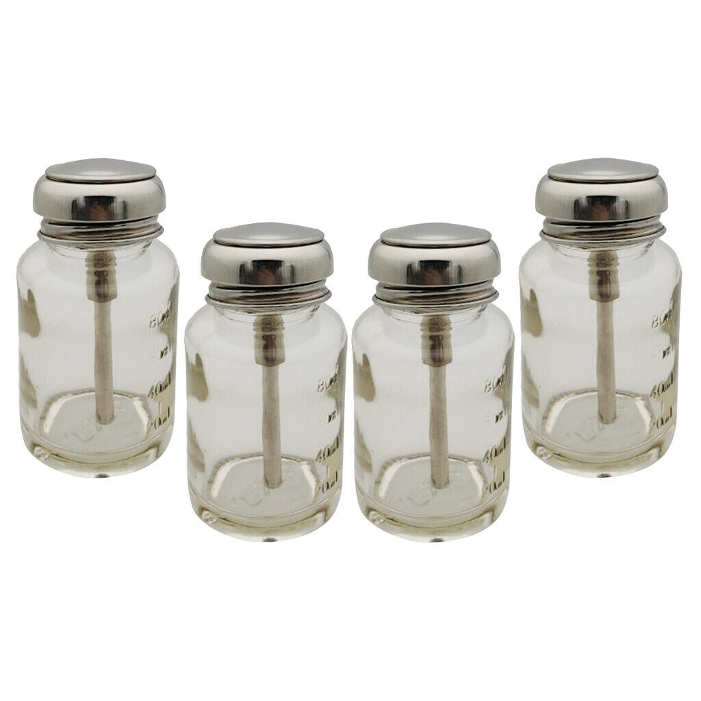 4 Pack 80ml Push Down Press Bottles Acetone Dispenser Container Leakproof