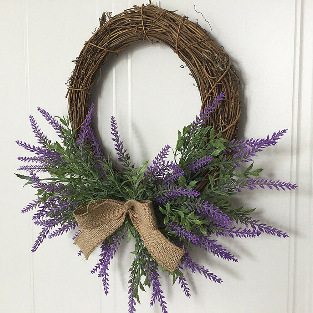 Artificial Garland Lavender Rattan Wreath Wedding Home Wall Party Door Decor DIY