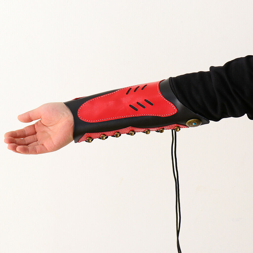 Archery Arm Guard Forearm Safety Protector for Traditional Bow Hunting Red