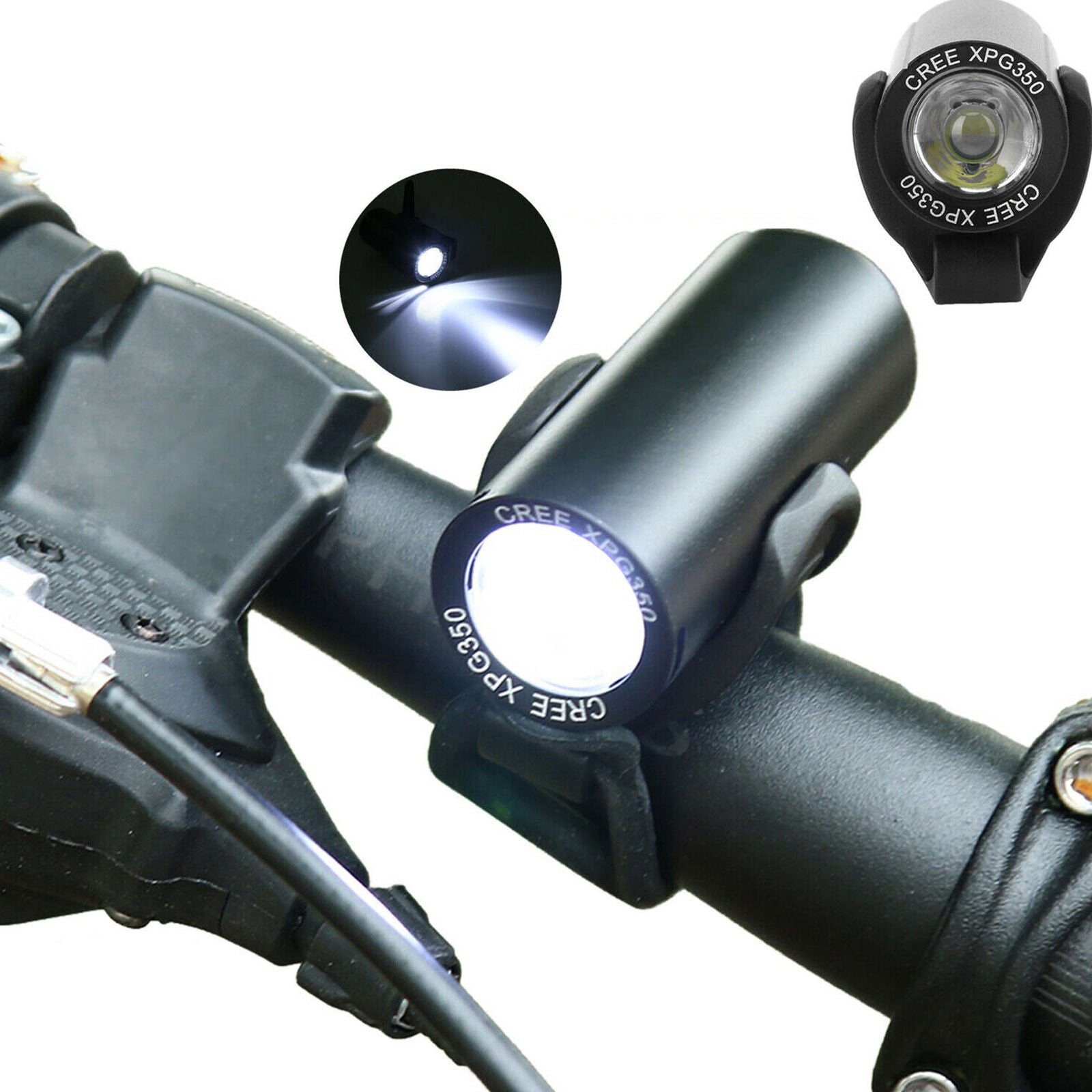 Mini USB Rechargeable 350LM XPG LED Bicycle Headlight Bike Front Lamp Waterproof