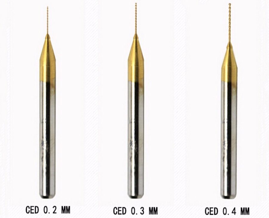 10 Titanium Nitride Coated Carbide 0.3mm to 1.2mm PCB CNC Drill Bits Router Bits