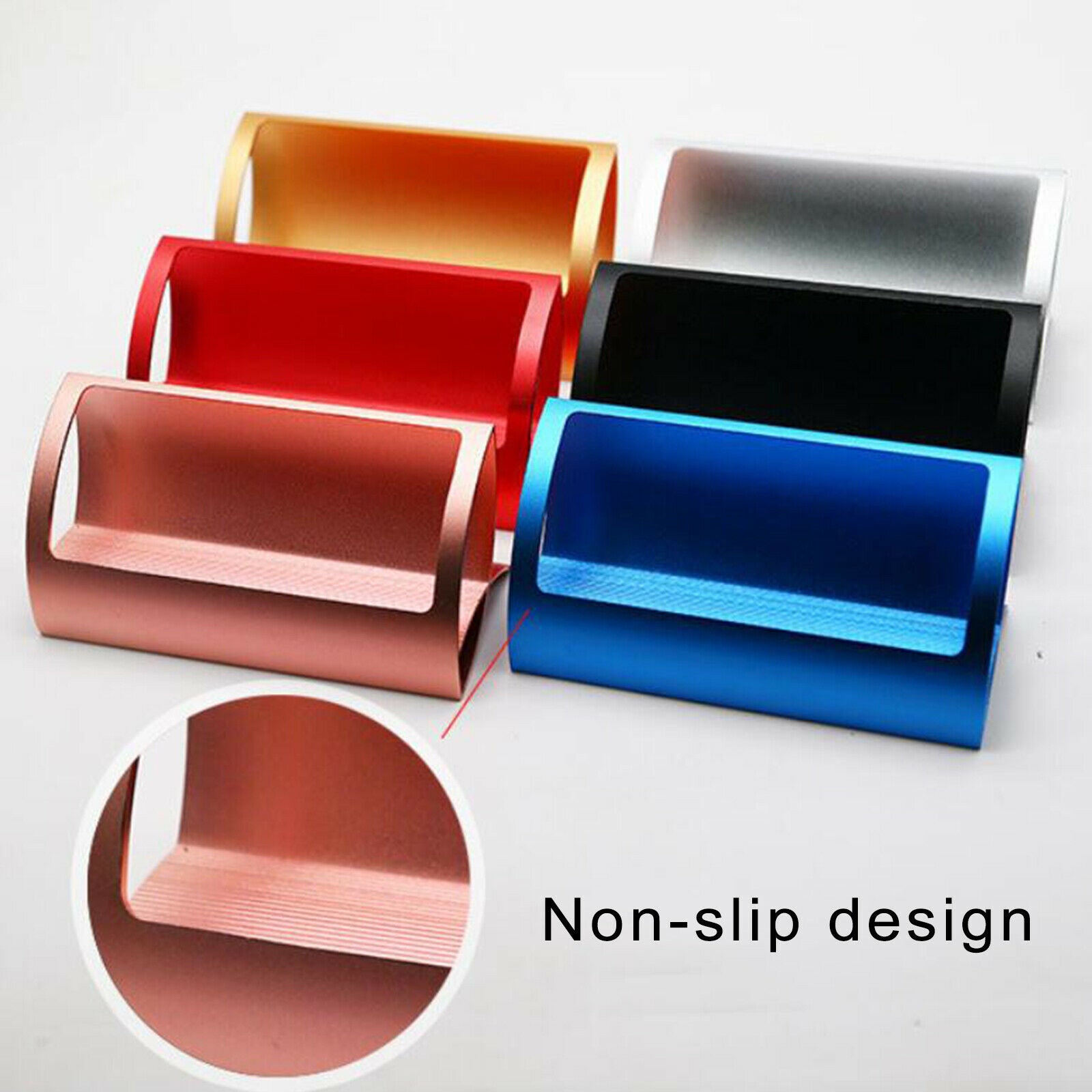 2 pieces aluminum alloy desktop Q shape business card holder for trade shows