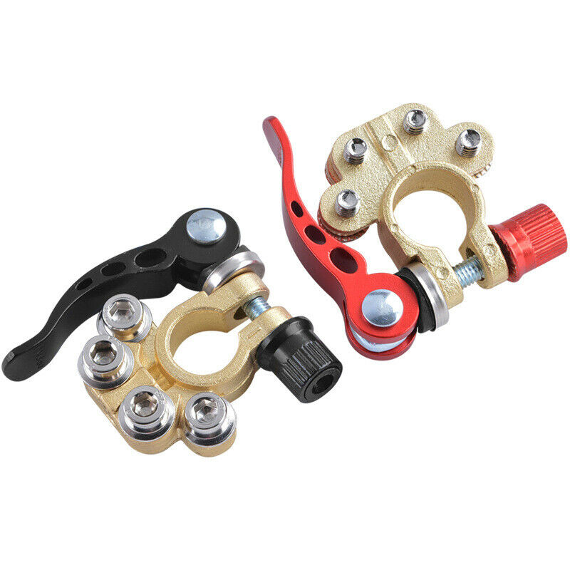2PCS Brass Car Truck Battery Terminal with Disconnect Switch Positive & Negative