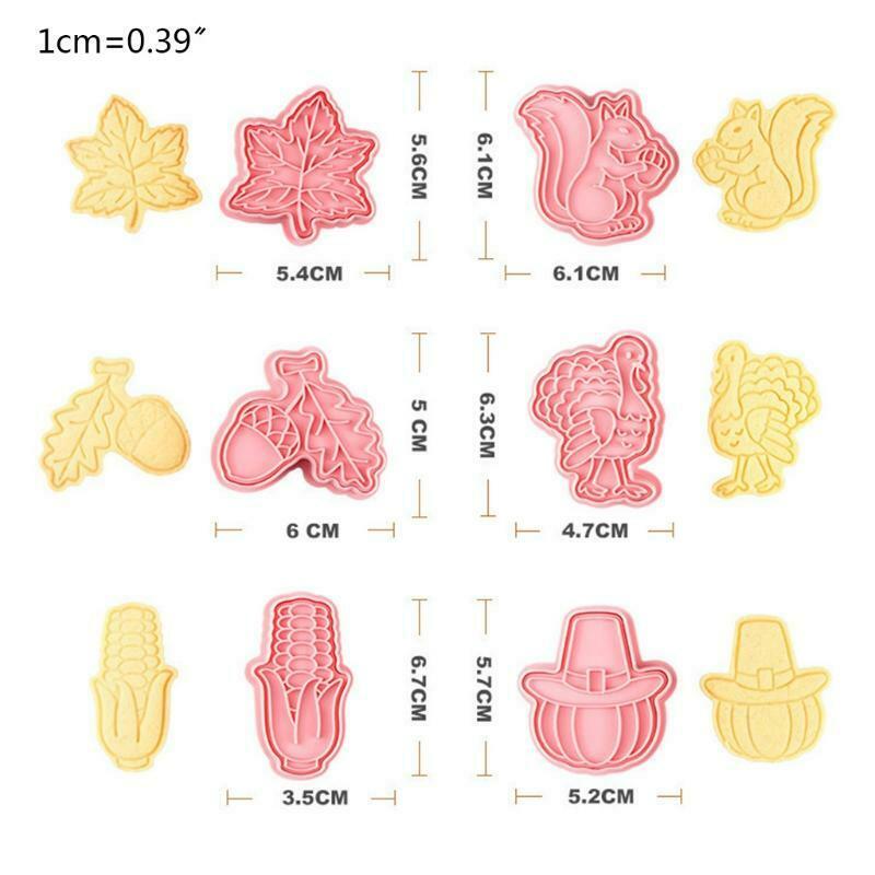 6 PCS Thanksgiving Pine Cone Pumpkin Turkey Squirrel Shaped Plastic Material