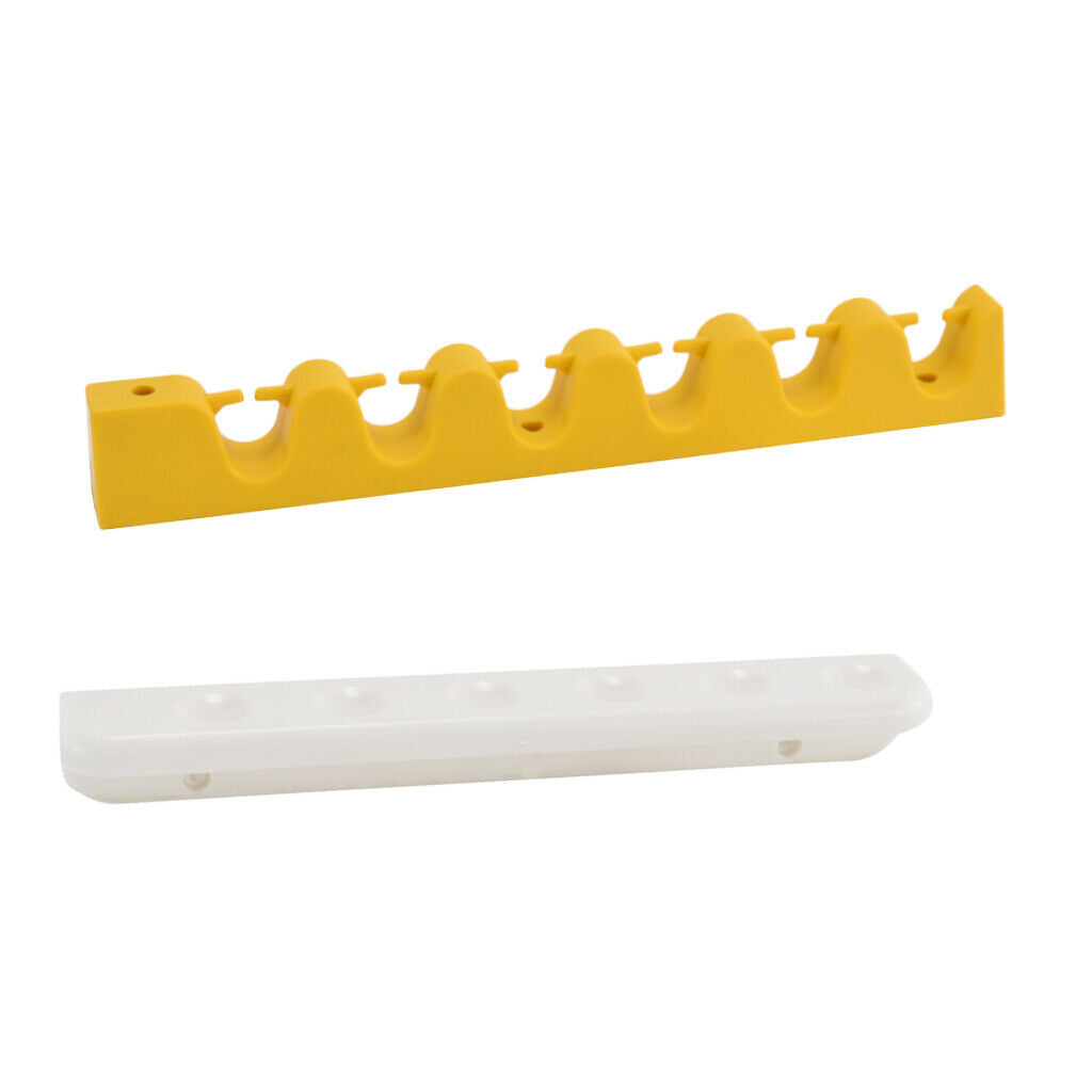 Standard 6 Pool Cue Holder Organizer Plastic Wall Rack Rod with Clips Yellow
