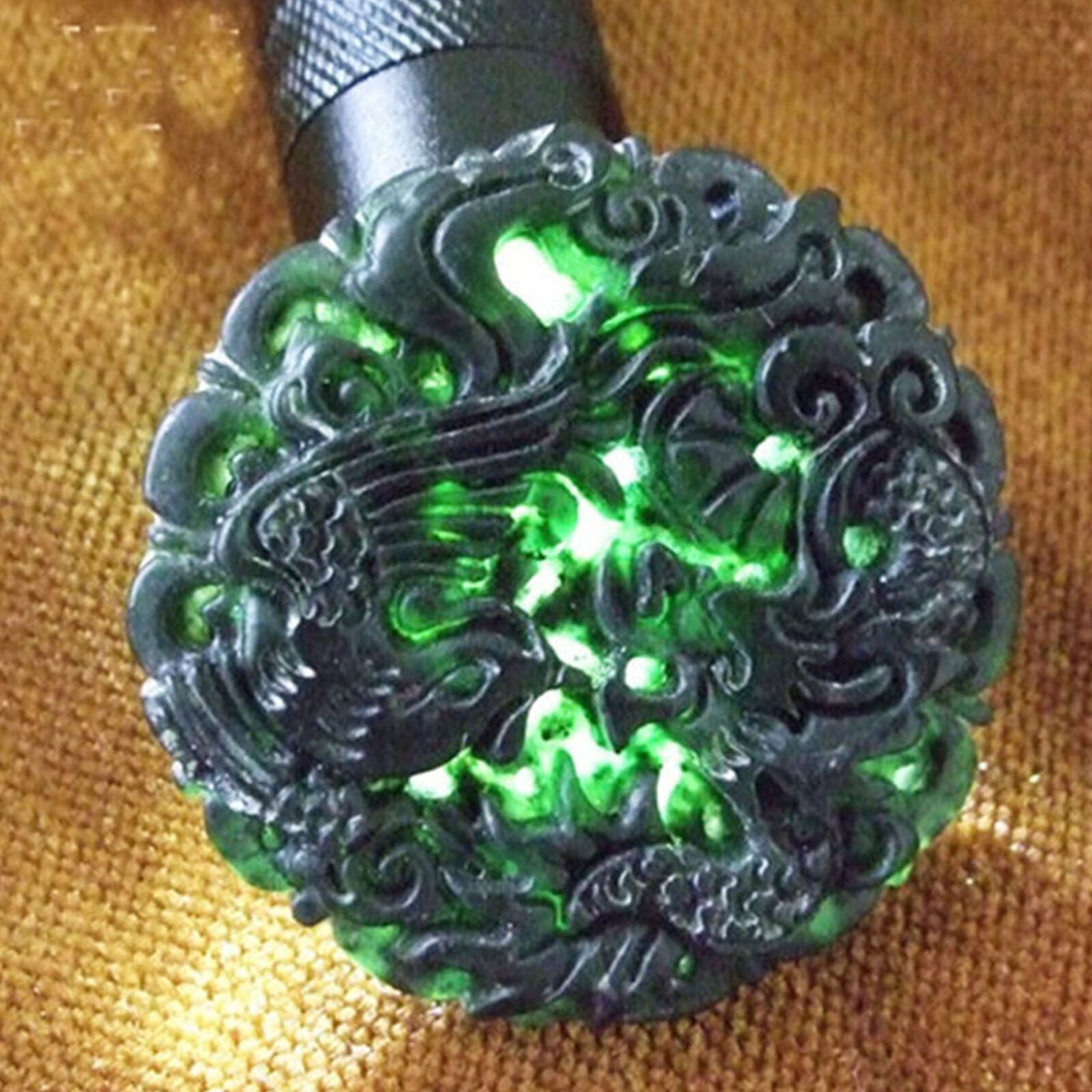 Natural Black Green Jade Taiji Yin Yang Dragon Phoenix Amulet Pendant Gifts