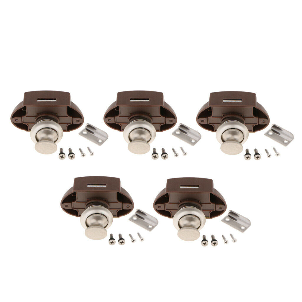 5 Pieces Cabinet Lock Keyless Push Button Latch Cupboard for RV Camper Caravan -
