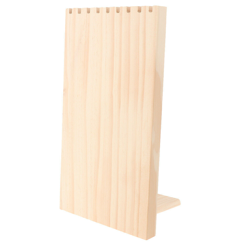Unpainted Wooden Jewelry Display Hanging Stand Desktop Necklace Rack 9 Hooks