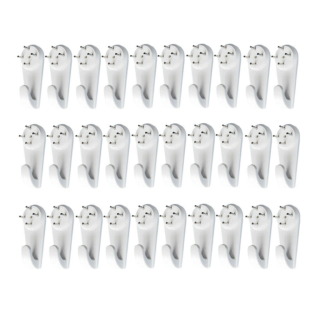 30 pieces Plastic Hard Wall Hooks Picture Frame Hanging Hooks & Nails Set