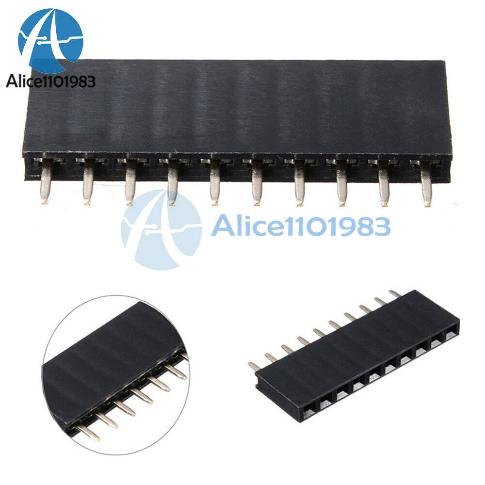 100PCS 2.54mm 1x10 Single Row 10Pins PCB Straight Socket Female Header