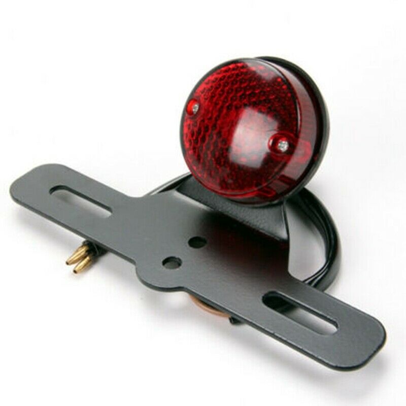 Universal Motorcycle LED Retro Red Rear Tail Brake Stop Light Lamp with LicensR7