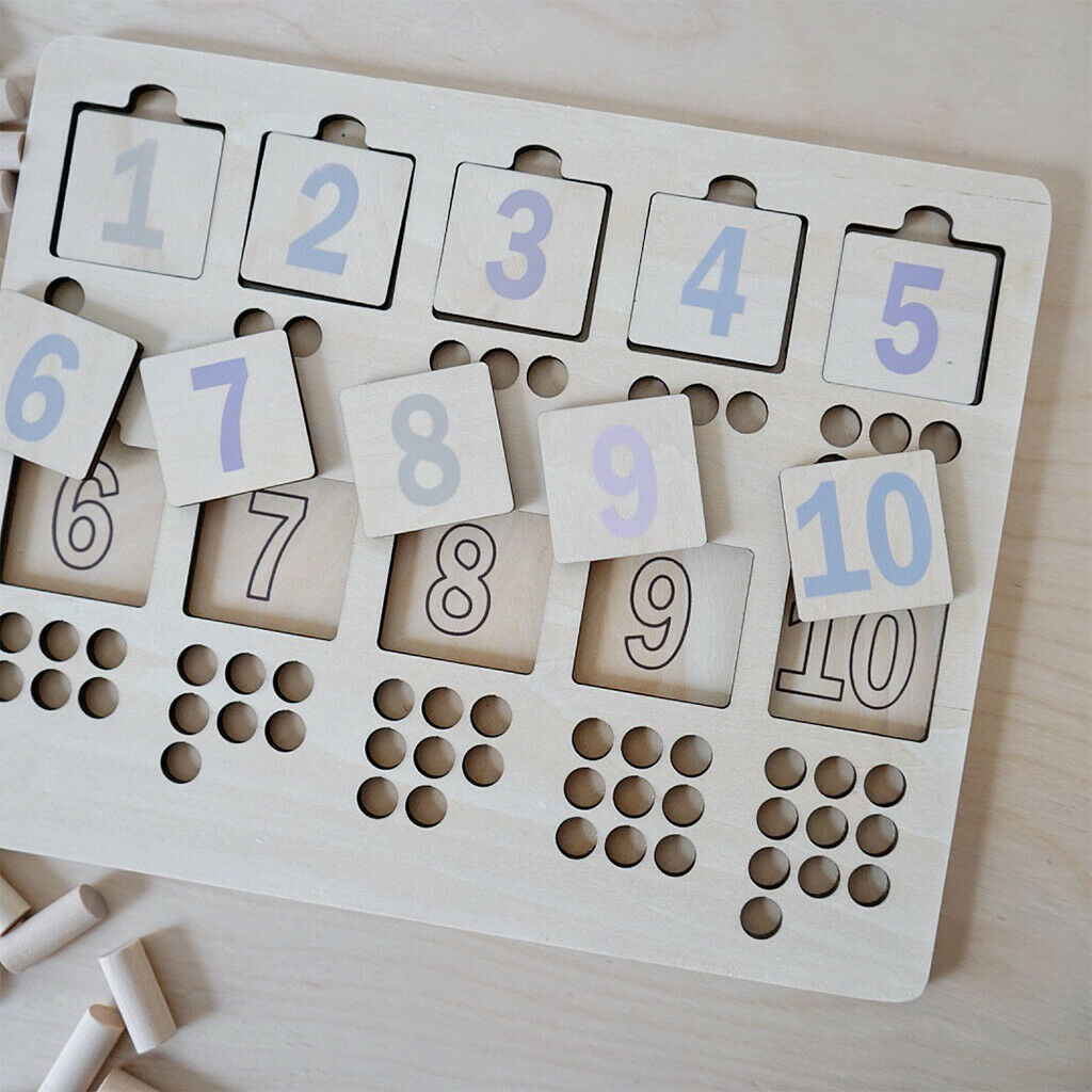 Kids Wood Montessori Math Toys Number Matching Board for Kids 2-5 Years Old