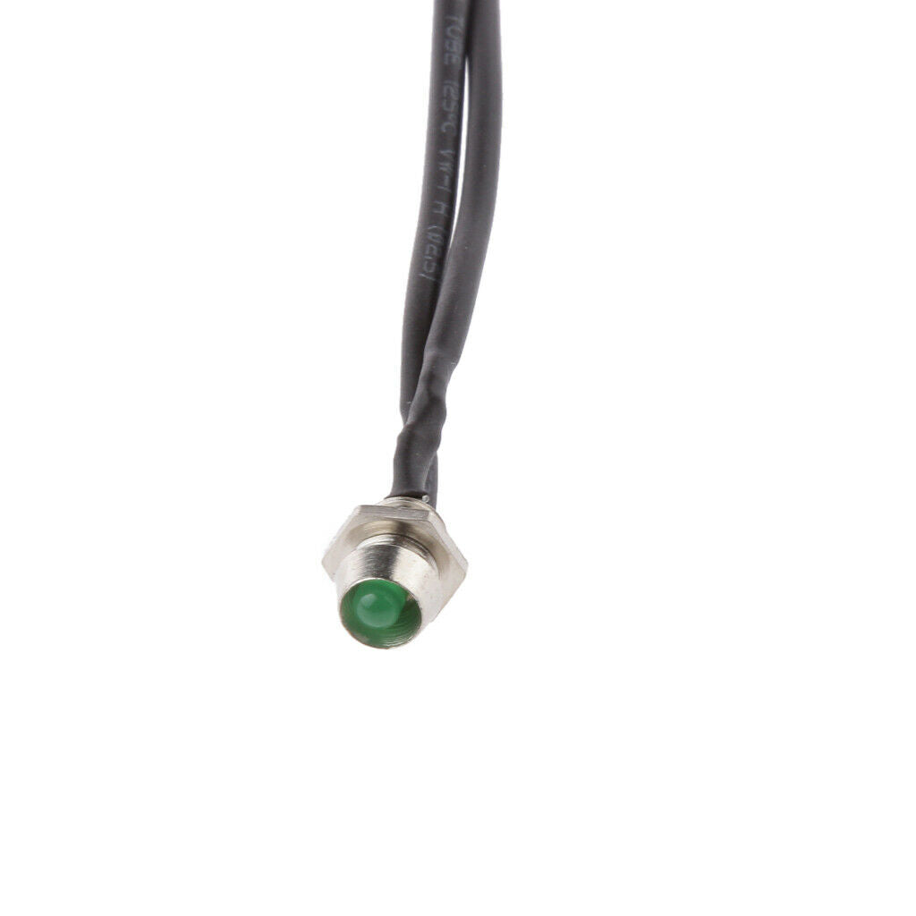 Universal Car Boat Truck 12V 6mm LED Metal Indicator Dash Light Lamp Green