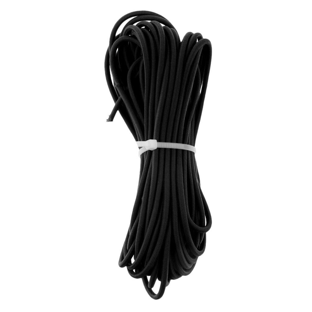 2X 2mm Elastic Bungee Rope Shock Cord Tie Down - Boat/Trailer Covers 10m Black