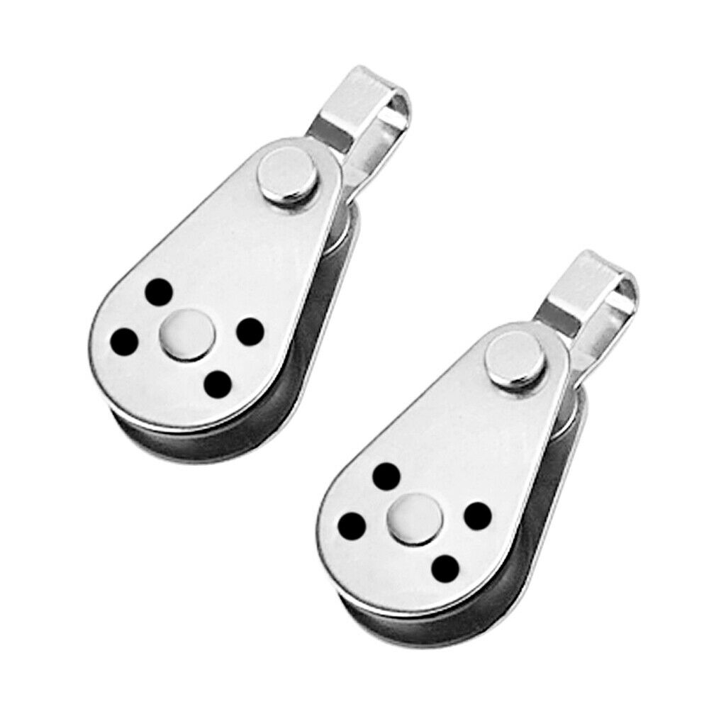 2pcs 316 Stainless Steel Wire Rope Pulley Block - Boat Canoe Kayak Lifting Fixed
