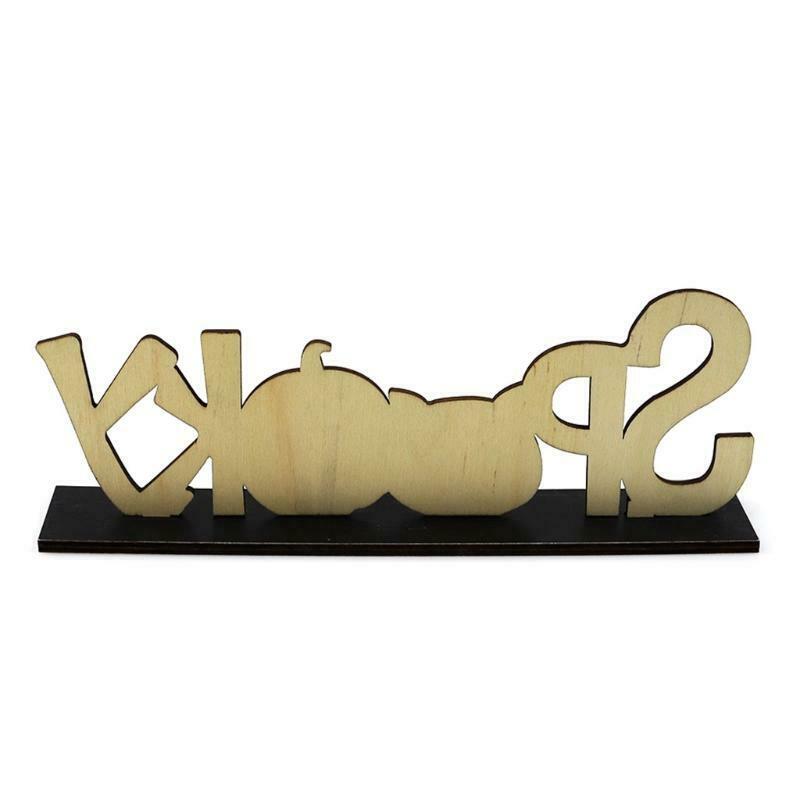 Spooky Letters Wooden Sign Halloween Table Decor Pumpkin Cat Desktop Ornament