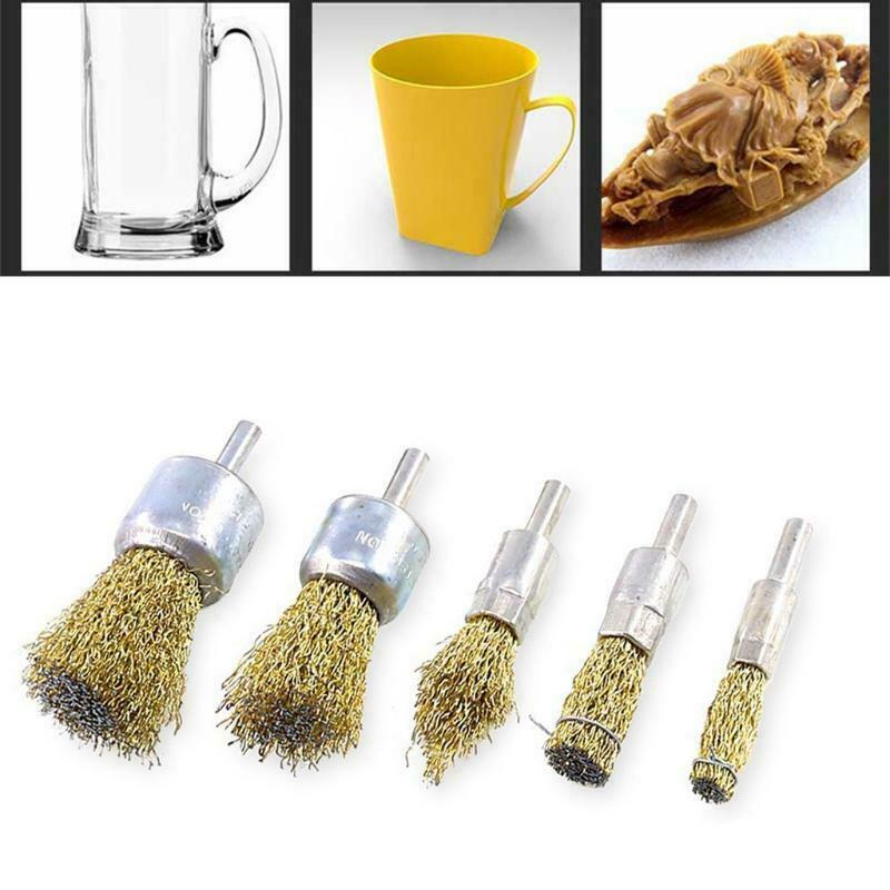 9pcs Wire Brush for Drill Carbon Steel Crimped Wire Wheel for Cleaning Rust