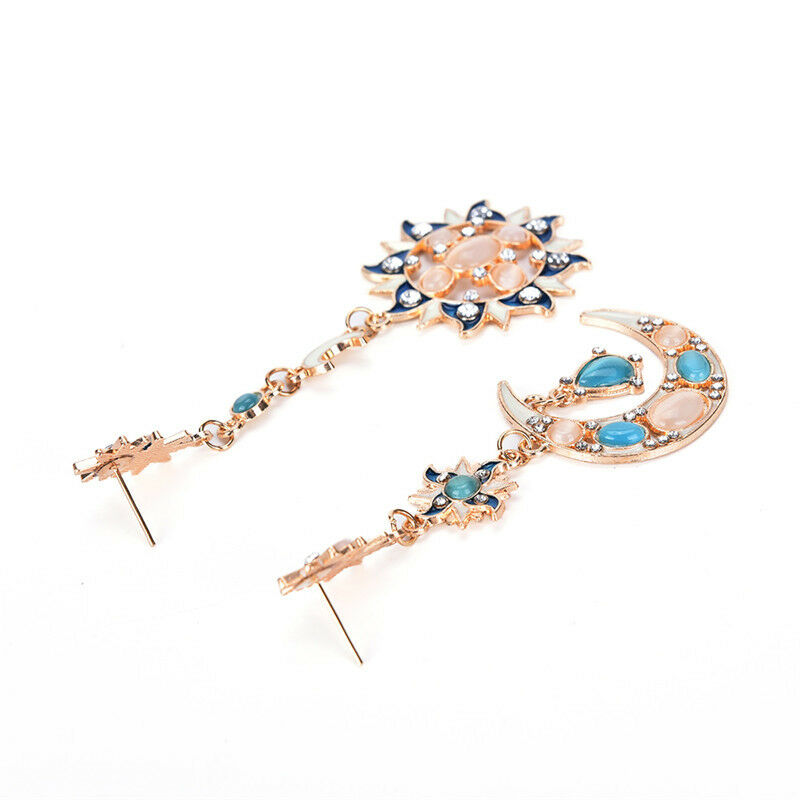 Fashion star sun and moon crystal diamond stud pendant beautiful earring.l8