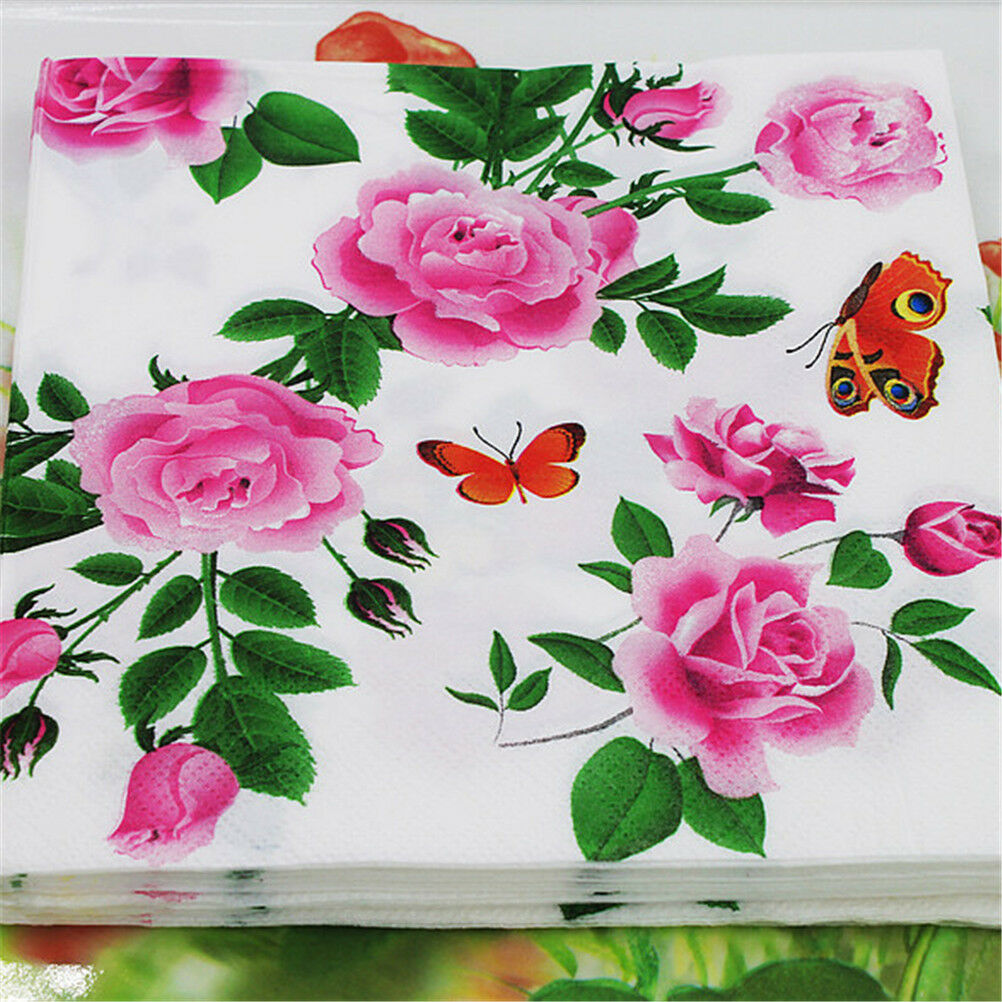 20x floral paper napkins flower disposable birthday wedding party table d.l8