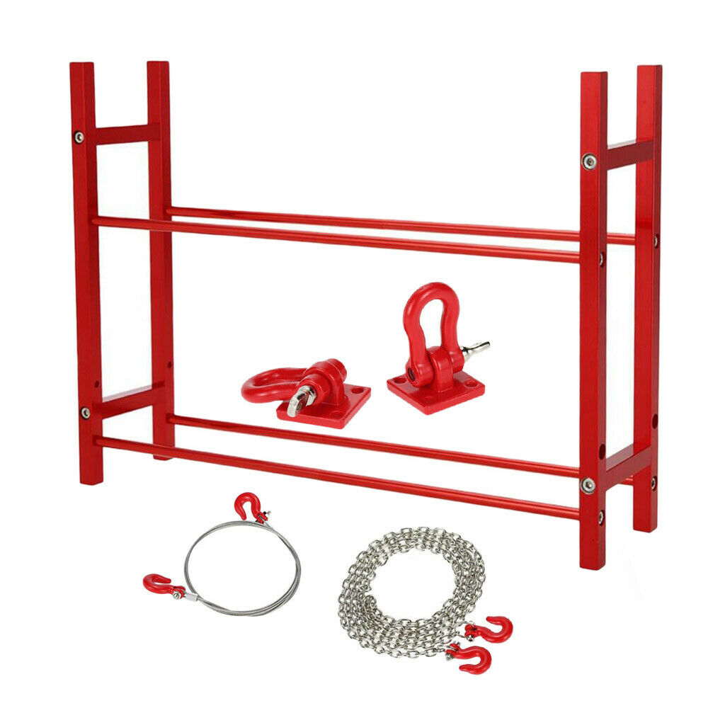 1/10 RC Car Tow Hook Trailer Chain Rope+Tire Rack Holder for Axial SCX10 D90