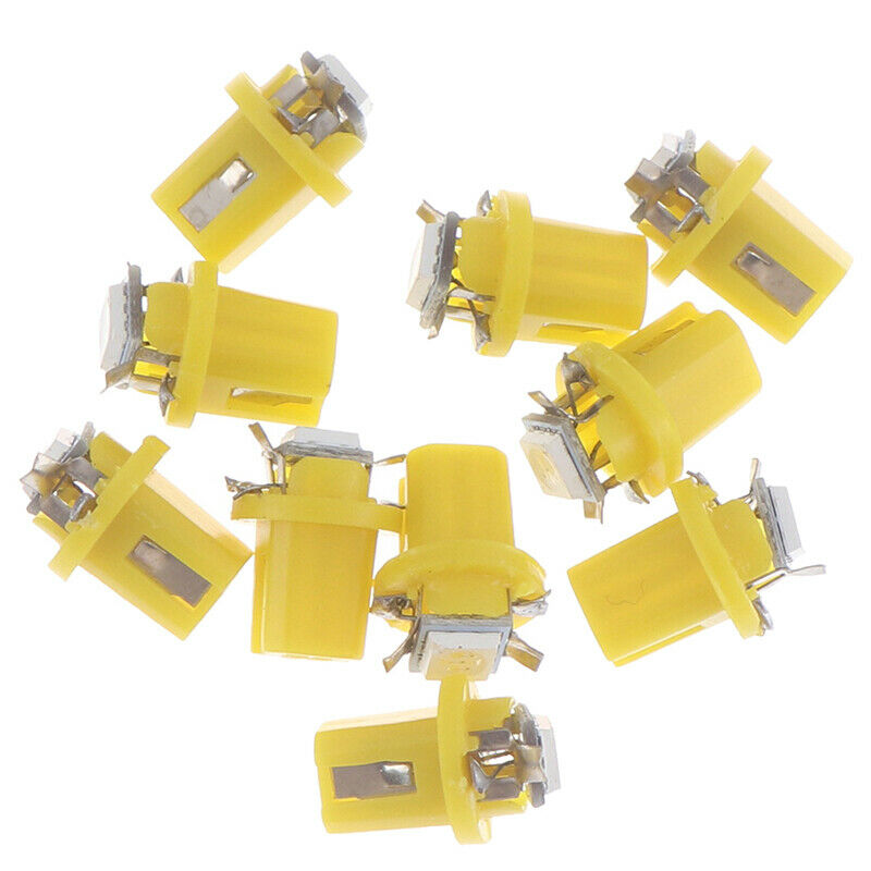 10x Car T5 B8.5D 5050 Dashboard Instrument Speed LED Light Bulb Lamp 12V YelY1