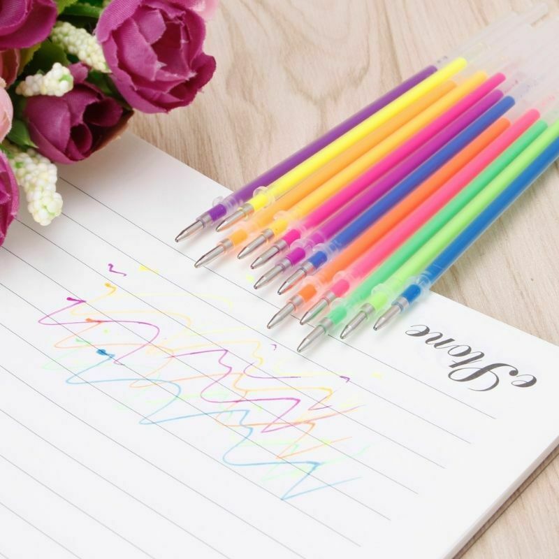 48Colors 0.38mm Gel Ink Pen Refills for Glitter Metallic Neon Pastel Stationery