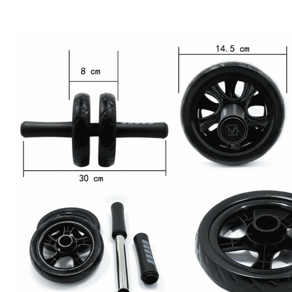 Premium Ab Dual Wheel Roller Trainer Knee Pad Muscle Exercise Home Core Gear