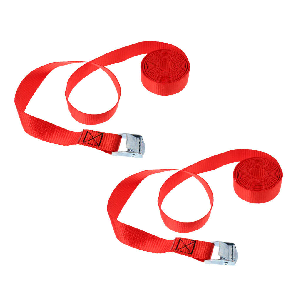2Pcs Cam Buckle Lash Straps Tie Down Cargo Strap 2.5M X 25mm Roof Rack Bike
