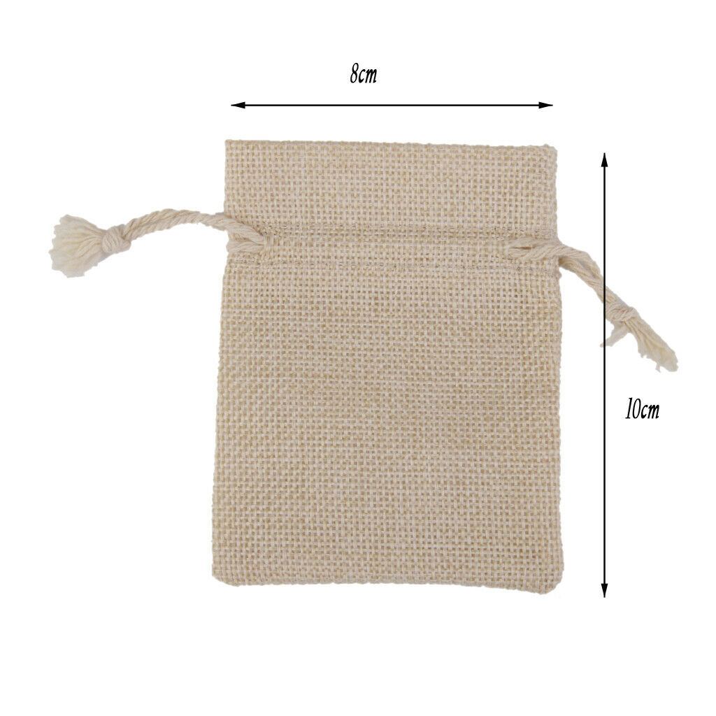 80 Pieces Linen Hessian Drawstring Sacks Pouch Gift Bag Rustic Wedding Favor