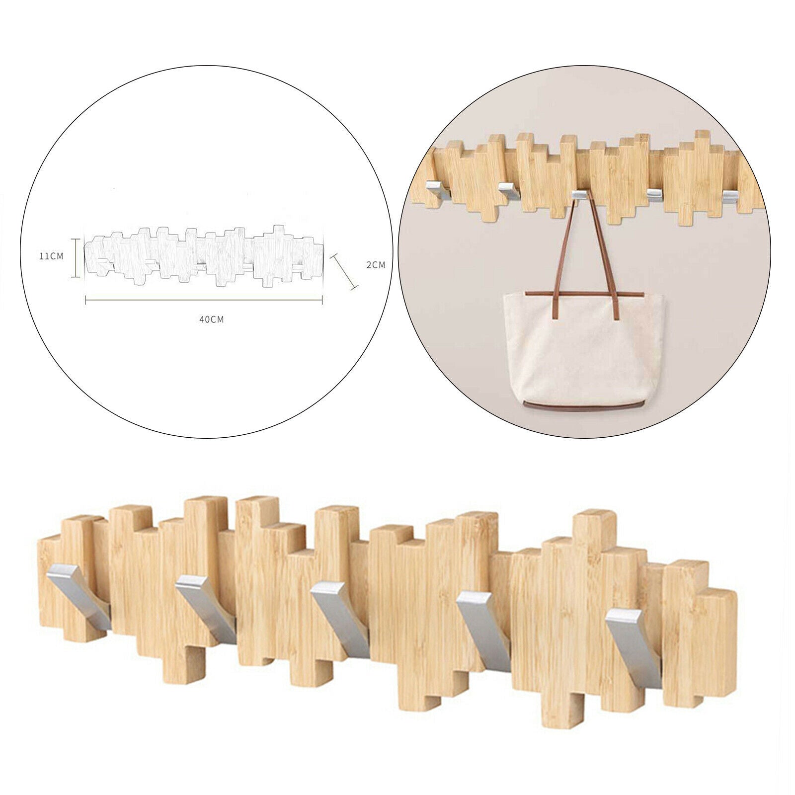 Wall Mounted Wall Coat Rack 5 Hooks for Coats Jackets Towel Hanger Classic