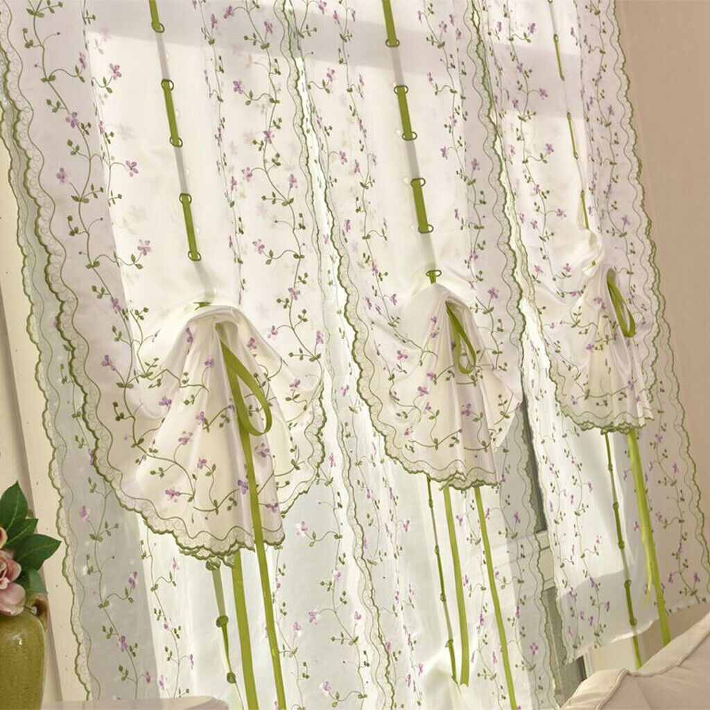 Tie Up Curtain Balloon Shades Window Treatment Valance Gauze 150x80cm