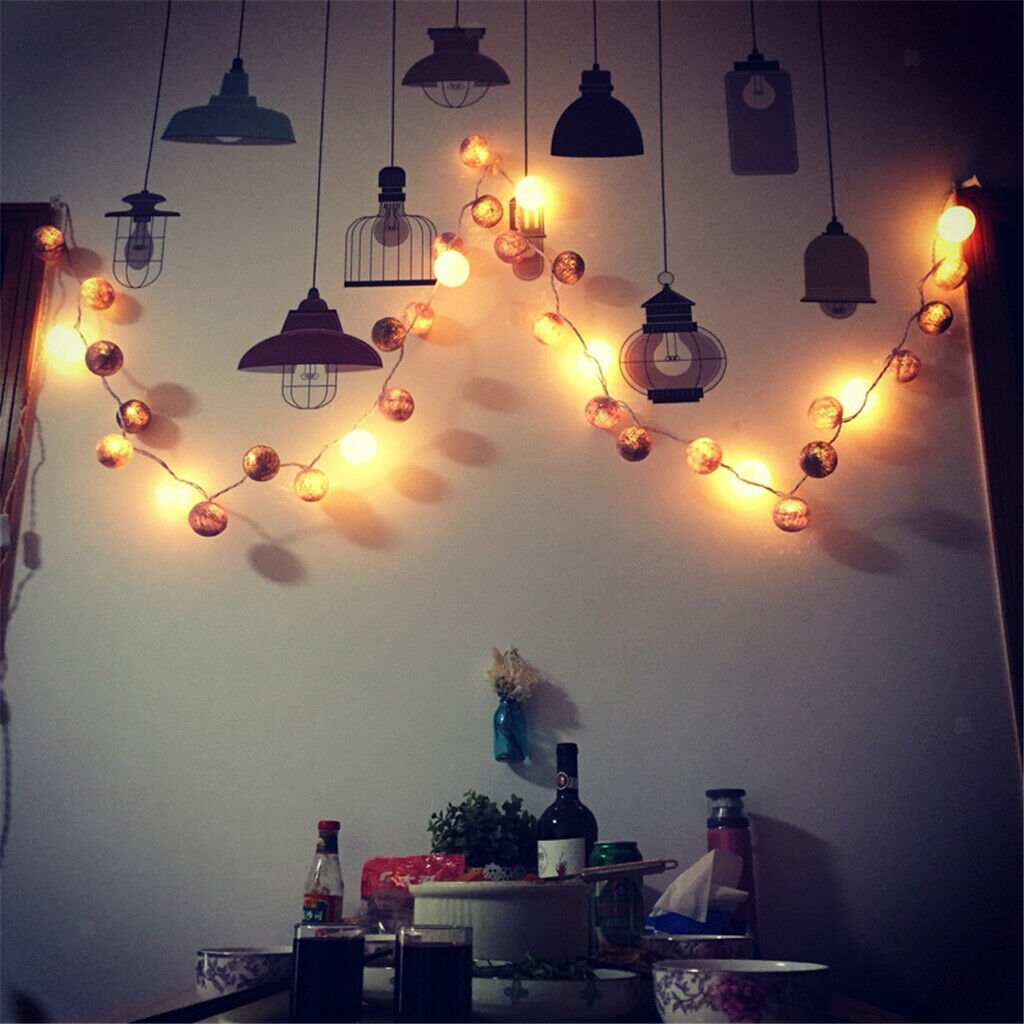 20-LED Cotton Ball Mix Fairy String Light Xmas Party Light Battery Operated