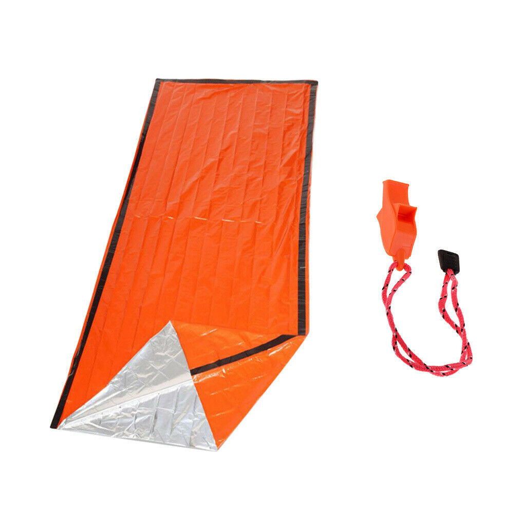Emergency Sleeping Bag Outdoor Survival Whistle Blanket Hiking Shelter Sack