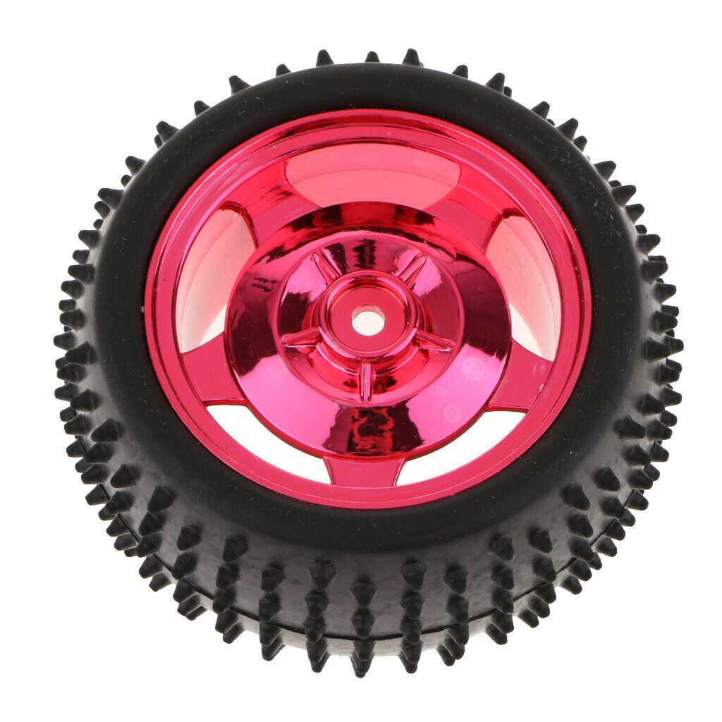 2 Pieces Black+Red ABS Plastic and TPE Rubber Tire TT Motor Car Wheel Smart Car
