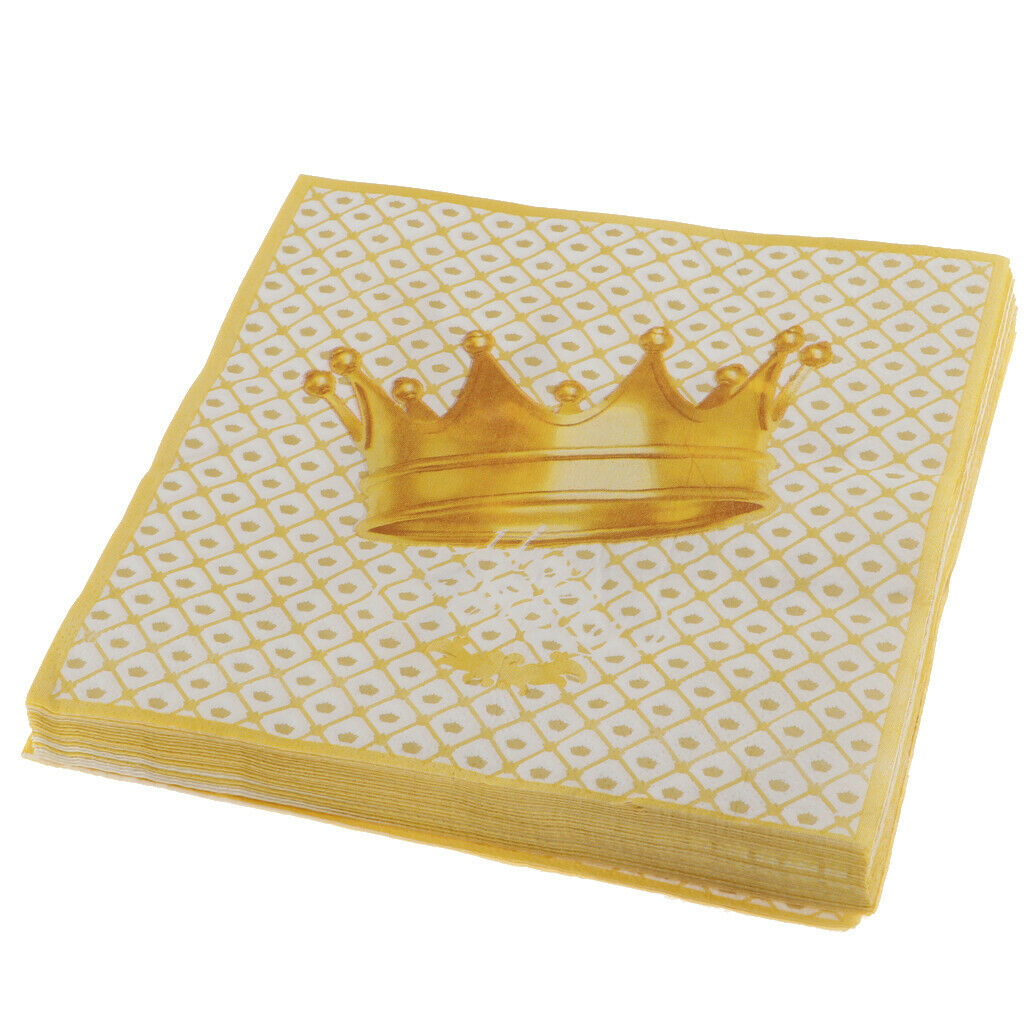 80 Pack Crown Design Paper Napkins for Wedding Party Decor Golden