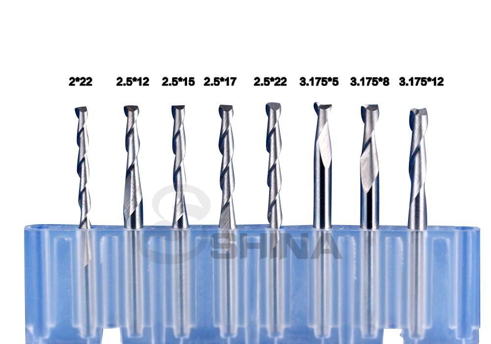 5x 1/8" 3.175 CNC Milling Cutter Two Flutes Tungsten Spiral Router Bits 2*22mm